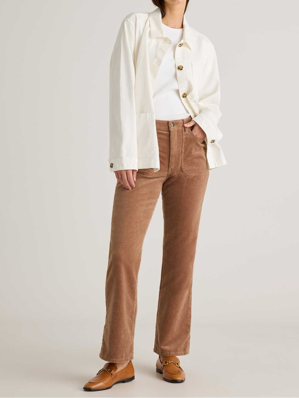 Quince Organic Stretch Corduroy Flare Pants/ Warm Brown